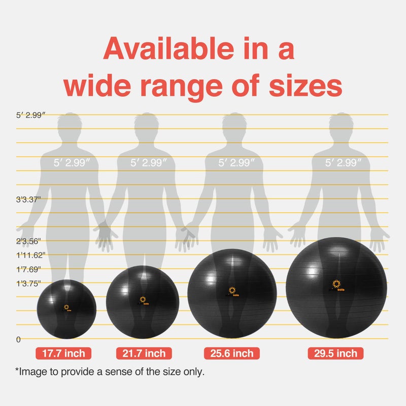 PRIMASOLE Exercise Ball for Balance Stability Fitness Workout Yoga Pilates at Home Office & Gym 65cm Pale Gray - Image 2